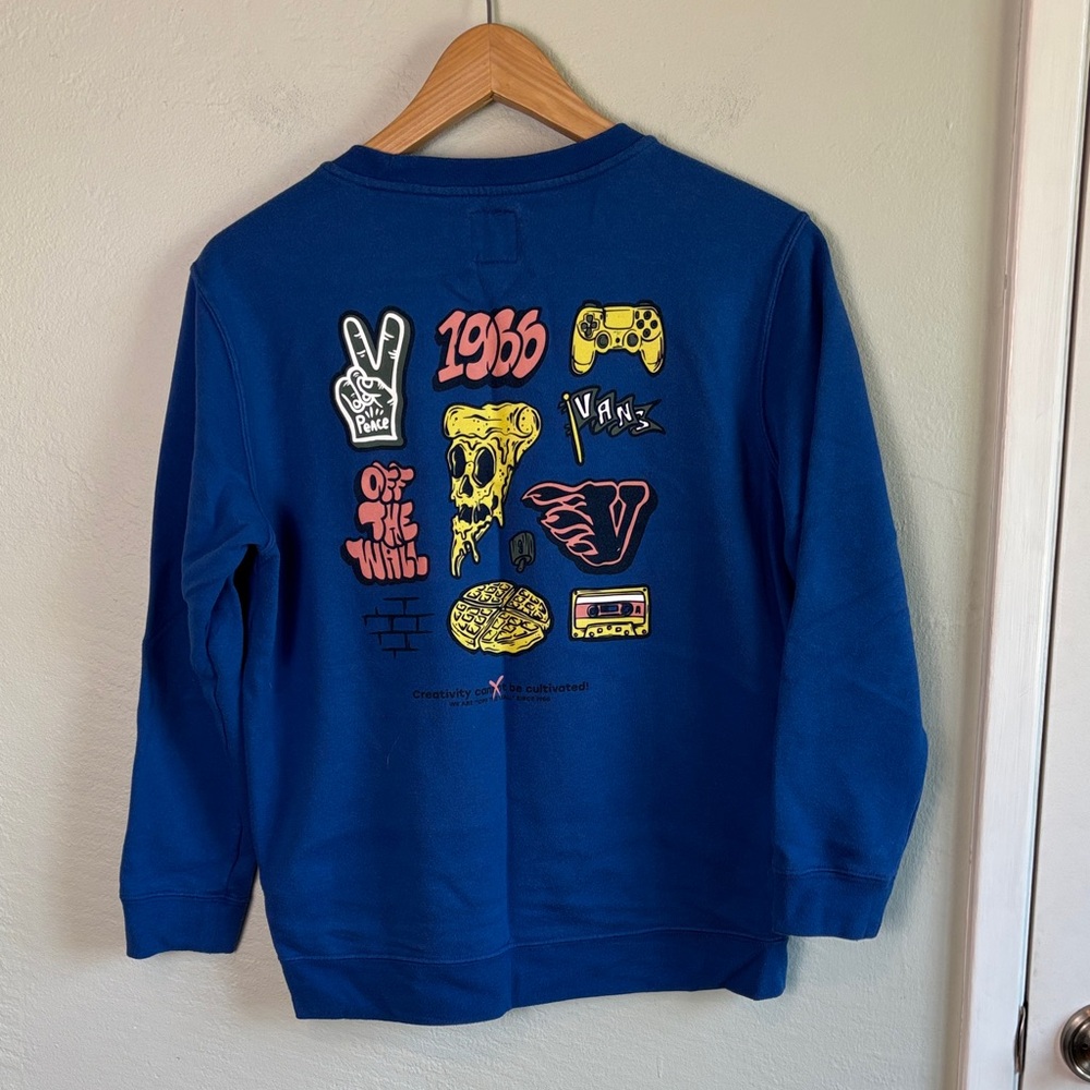 Bundle 2/$30! Vans Kids Blue Crewneck Sweatshirt Skater Retro L 14-16